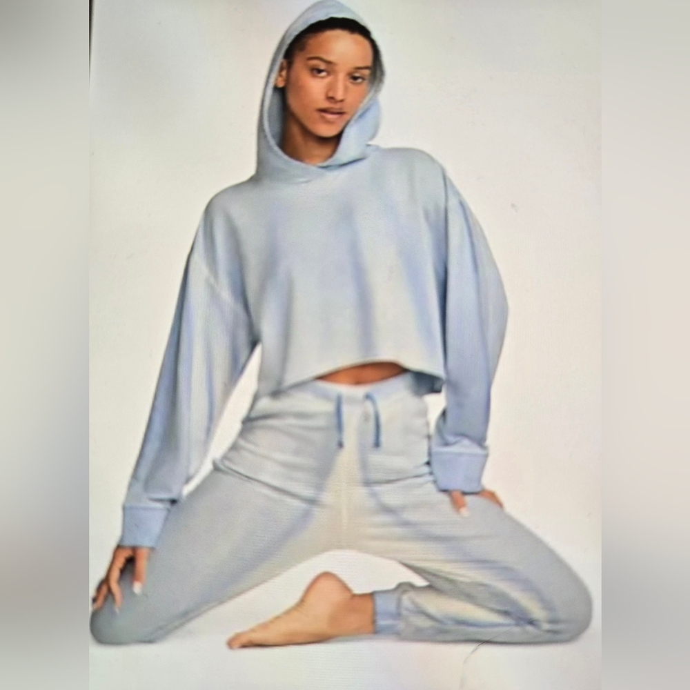 Nike Yoga Blue/WhiteTie Dye Cropped Hoodie Size L